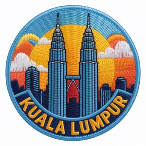 Kuala Lumpur Malaysia Patch (3.1 Inch) Embroidered Iron or Sew-On Badge Urban  City Travel Sightseeing, Backpack, Cap, Hat Gift Patches