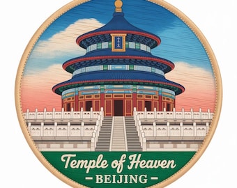 Himmelstempel Peking Patch (3,1 Zoll) Gesticktes Aufnäher zum Aufnähen Urban Chinese Travel Beauty, Rucksack, Mütze, Hut Geschenk Patches