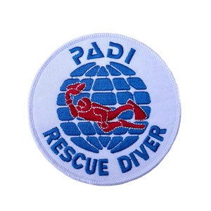 Parche de buzo de rescate (4 pulgadas), insignia de buceo bordada, emblema bordado para planchar o coser, ideal para mochilas, regalo.