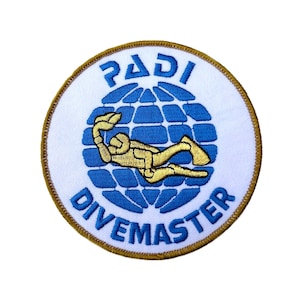 PADI Divemaster Patch (4 Inch) Embroidery Diving Badge Scuba Diver Easy DIY Iron/Sew-On Embroidered Applique Emblem Crest Gift Patches
