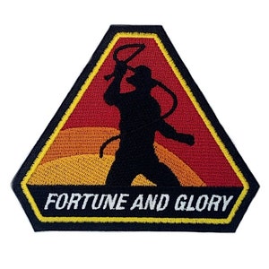 Fortune And Glory Patch (3.75 Inch) Indy Jones Embroidered Iron or Sew-on Badge Movie DIY Costume, Jacket, Backpack, Hat, Gift Patches