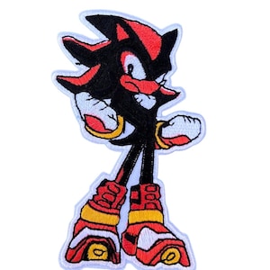 Toppa "Shadow The Hedgehog" (4 pollici) ricamata da stirare/cucire, motivo per applique fai da te, souvenir da giocatore retrò, regalo