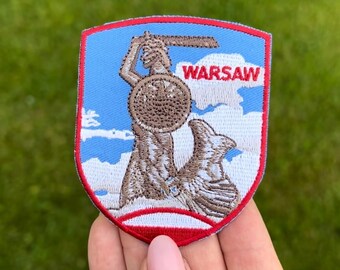 Warsaw Polish Patch (3.1 Inch) Embroidered Iron or Sew-On Badge Eastern European Travel Sightseeing Backpack, Cap, Hat Gift Patches