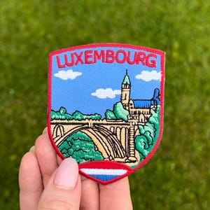 Luxembourg Patch (3.1 Inch) Embroidered Iron or Sew-On Badge European Travel Sightseeing Backpack, Cap, Hat Gift Patches