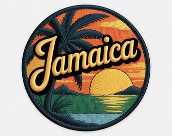 Jamaica Patch (3.1 Inch) Embroidered Iron or Sew-On Badge Caribbean Travel Sightseeing, Backpack, Cap, Hat Gift Patches