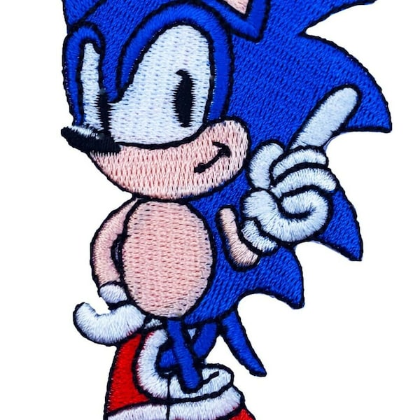 Écusson Sonic-The-Hedgehog (3 pouces) Badge brodé à repasser/à coudre Emblème de costume à faire soi-même, veste, sac à dos, casquette, sac, écussons cadeaux