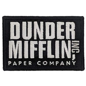 Dunder Mifflin Patch (3 Zoll) Gesticktes Eisen oder Aufnähen Schrute The Office Emblem DIY Kostüm Jim Pam Michael Dwight Geschenk Aufnäher