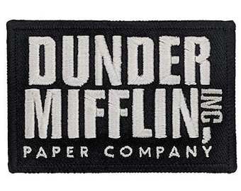 Dunder Mifflin-tygmärke (7,5 cm) Broderat, strykbart eller sy-på-märke Schrute The Office-emblem DIY-kostym Jim Pam Michael Dwight presenttygmärken
