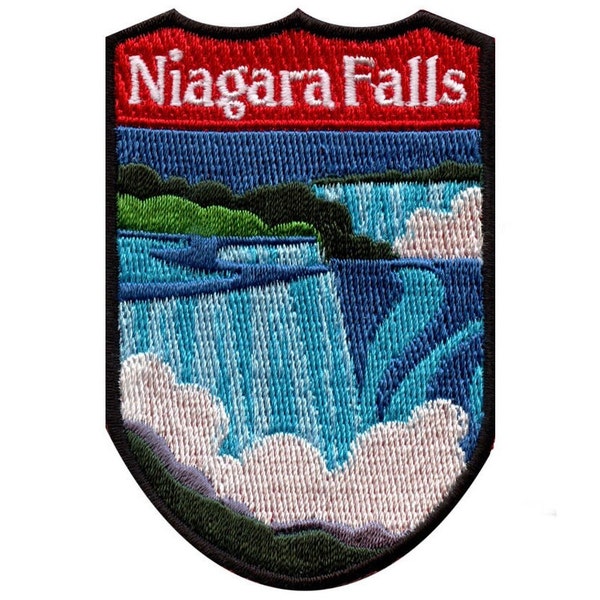 Écusson des chutes du Niagara (3,5 pouces) brodé à repasser ou à coudre insigne Canadien Trekking randonnée voyage tourisme sac à dos, casquette, chapeau, patchs cadeaux
