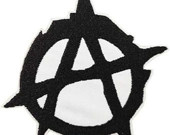 Anarchy Symbol Patch (3 pouces) Badge thermocollant Anarchic Rockabilly Rocker Metal Music Drummer, Biker, DIY Sac à dos, Chapeau, Veste, Patchs cadeaux