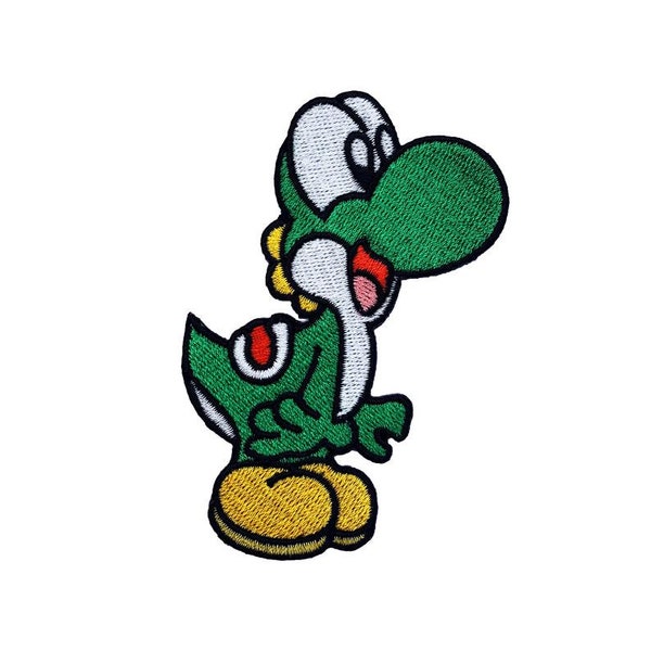 Yoshi Patch (3 Inch) Mario Dinosaur Embroidered Iron or Sew-on Badge Applique Souvenir Retro Gamer DIY Costume World Kart Snes Gift Patches