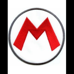 Mario M Logo Patch (3 Inch) Embroidered Iron or Sew on Badge Applique Souvenir Retro DIY Costume Mario Kart Allstars Gift Patches