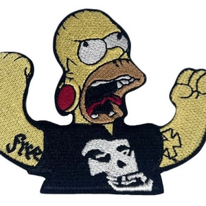 Homer Misfits Patch (3.5 Inch) Iron-on Badge Rockabilly Rocker Metal Music Drummer, Biker, DIY Costume, Backpack, Hat, Jacket, Gift Patches