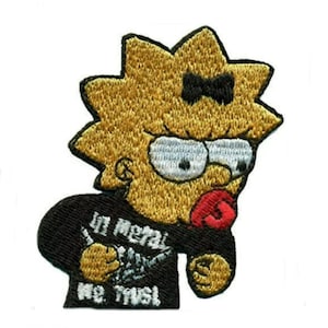 Maggie in Metal we Trust Patch (3 Inch) Iron-on Badge Rockabilly Rocker Drummer, Biker, DIY Costume, Backpack, Hat, Jacket, Bag Gift Patches