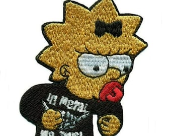 Maggie in Metal we Trust Patch (3 Inch) Iron-on Badge Rockabilly Rocker Drummer, Biker, DIY Costume, Backpack, Hat, Jacket, Bag Gift Patches
