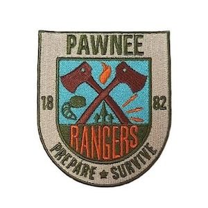 Pawnee Rangers Crest Patch (3,5 Zoll) Vorbereiten, überleben, komplett gesticktes Eisen / Aufnäher-Abzeichen-Applikation Souvenir D.I.Y Kostüm Emblem Crest