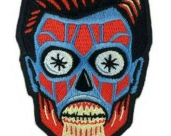 Sie leben Logo (3,5 Zoll) Aufnäher zum Aufbügeln Classic Horrorfilm Sci-Fi Verschwörung DIY Kostüm, Rucksack, Jacke, Hut Halloween Geschenk Patches