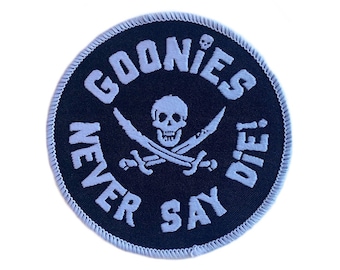 The Goonies Movie Patch (3 Inch) Never Say Die Embroidered Woven Iron or Sew-on Badge Retro Souvenir Emblem Pirates Costume Gift Patches