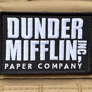 Dunder Mifflin Patch (3 Inch) Embroidered (Hook+Loop) Schrute Farms Badge The Office Emblem DIY Costume Jim Pam Michael Dwight Gift Patches