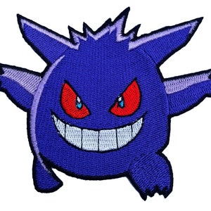 GENGAR Patch (3 Inch) Embroidered Iron-on or Sew-on Badge Costume Emblem Patches Mewtwo, Eevee, Charizard, Pocket Monsters Gift Patches