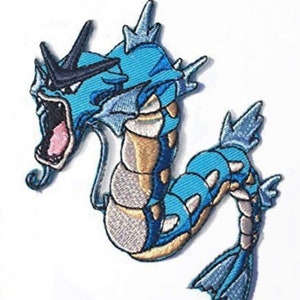 Gyarados Patch (3.5 Inch) Embroidered Iron or Sew on Badge Souvenir Retro DIY Costume Evolved Mew Inspired Team Instinct Mystic Valor