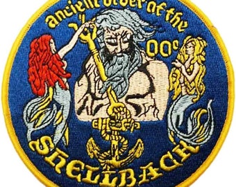 Ancient Order of the Shellback Patch (4.5 Inches) Embroidered Iron-on Badge USMC Division Crossing of The Equator DIY Uniform, Gift Patches