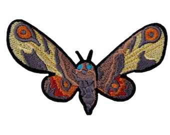 Mothra Monster Patch (4 Inch) Embroidered Iron/Sew-on Badge Classic Horror Movie Godzilla Moth DIY Costume, Jacket, Backpack, Gift Patches