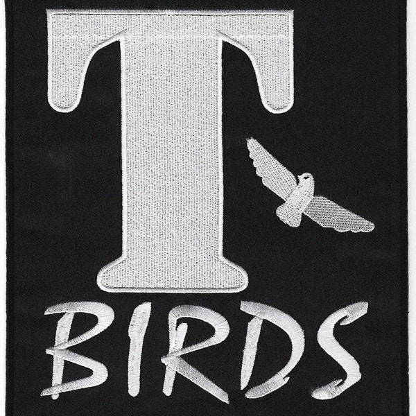 T-Birds Patch (8 Inch) Extra Large Tbirds Grease Movie Embroidered Sew-on Badge Leather Jacket Emblem DIY Costume Party Cosplay Gift Patches