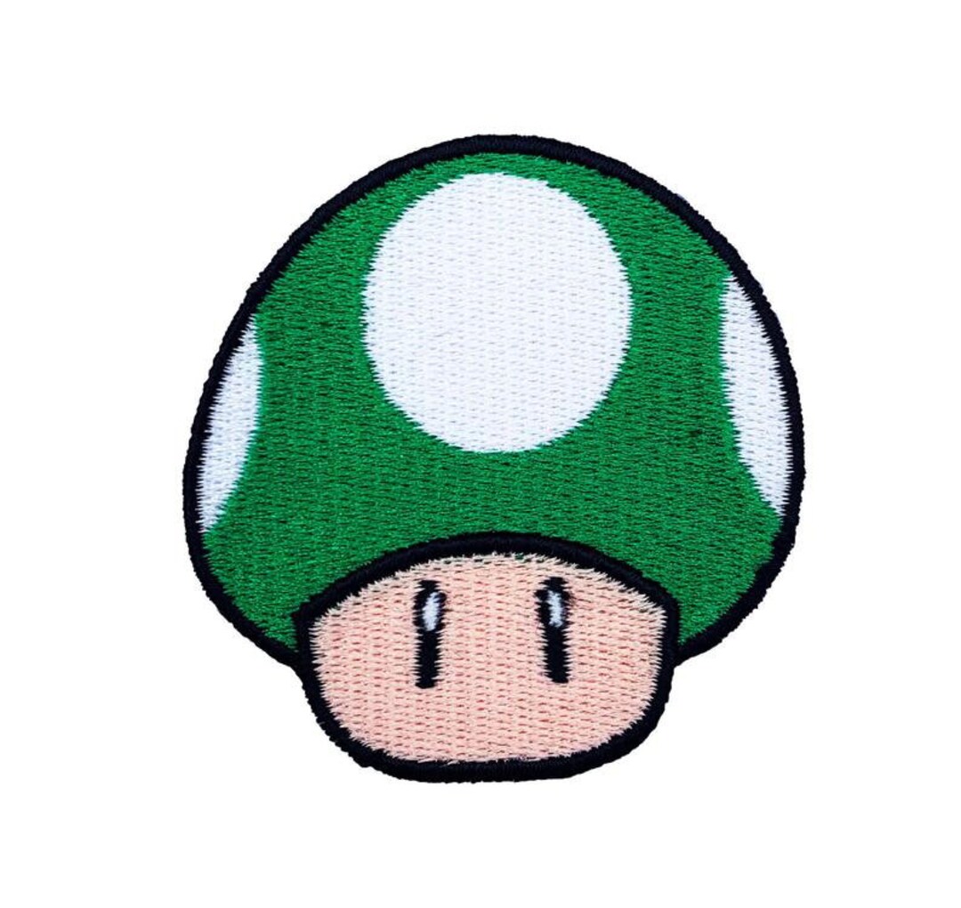Green Mushroom 1up Patch 2 Inch Embroidered Iron or Sew on Badge ...