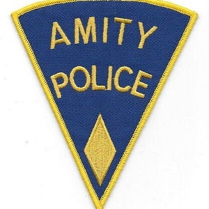 Jaws Amity Polizei Chief Martin Brody Patch (12,5 cm) DIY gesticktes Eisen / Aufnäher Horrorfilm Poster Hai Souvenir Kostüm Emblem