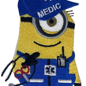 Minions Medic Patch (3.5 Inch) Iron or Sew-on Badge Medic, Paramedic, Graduate DIY Costume, Jacket, Backpack, Scrubs, Hat, Bag, Gift Patches