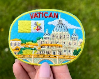 Vatican City Patch (2.3 Inch) Embroidered Iron or Sew-On Badge European Travel Italian Sightseeing Backpack, Cap, Hat Gift Patches