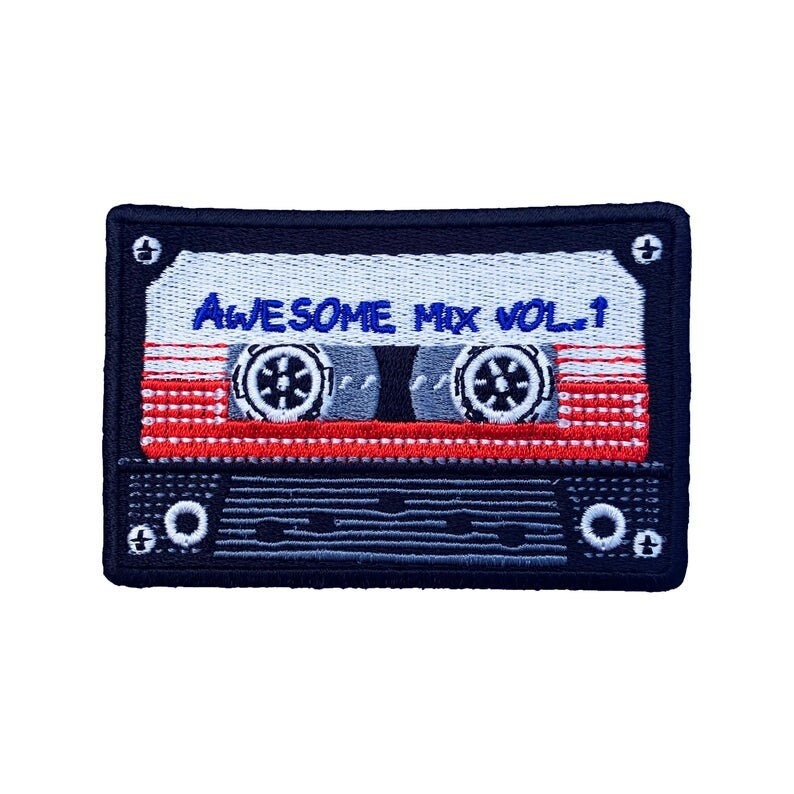 Awesome Mix Tape Vol.1 Patch (3.5") Embroidery Costume Badge Easy DIY Iron-on / Sew-on Embroidered Emblem Movie Retro Cassette Gift Patches
