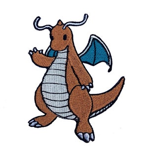Dragonite Patch (3 Inch) Embroidered Iron or Sew on Badge Fire Dragon Souvenir Retro DIY Costume Team Instinct Mystic Valor Gift Patches
