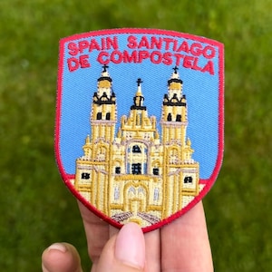 Spain Santiago de Compostela Patch (3.1 Inch) Embroidered Iron or Sew-On Badge Spanish Travel Sightseeing Backpack, Cap, Hat Gift Patches