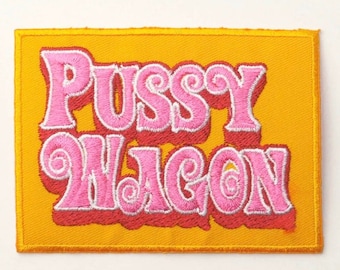 Pussy Wagon Patch (3.5 Inch) Kill Bill Embroidered Iron-on / Sew on Badge Movie Souvenir Hattori Hanzo / The Bride / Tarantino Gift Patches
