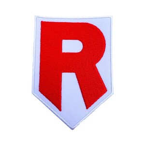 Team Rocket R Patch (4 Inch) White / Red Embroidered Iron-on or Sew-on Badge Souvenir Retro Giovanni Costume Logo Emblem Prepare for Trouble