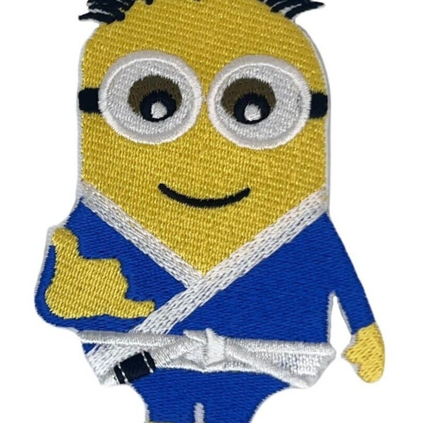 Écusson d'arts martiaux Minions (3,5 pouces) Insigne thermocollant Karaté, BJJ, Jiu Jitsu, MMA, Taekwondo, Ceinture blanche Gi Kimono Costume DIY, Écussons cadeaux