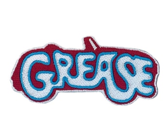Naszywka z logo Grease Lightning (3,75 cala) Haftowana naszywka z filmu Grease, do naszycia lub naprasowania, emblemat na kurtkę, na imprezę kostiumową DIY, na prezent cosplay