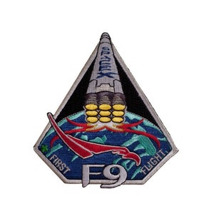 SpaceX F9 First Flight Falcon 9 Mission Patch (4 Inch) Iron/Sew-on Badge Astronaut Space Suit DIY Costume, Backpack, Jacket, Gift Patches