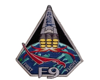 SpaceX F9 First Flight Falcon 9 Mission Patch (4 Inch) Iron/Sew-on Badge Astronaut Space Suit DIY Costume, Backpack, Jacket, Gift Patches