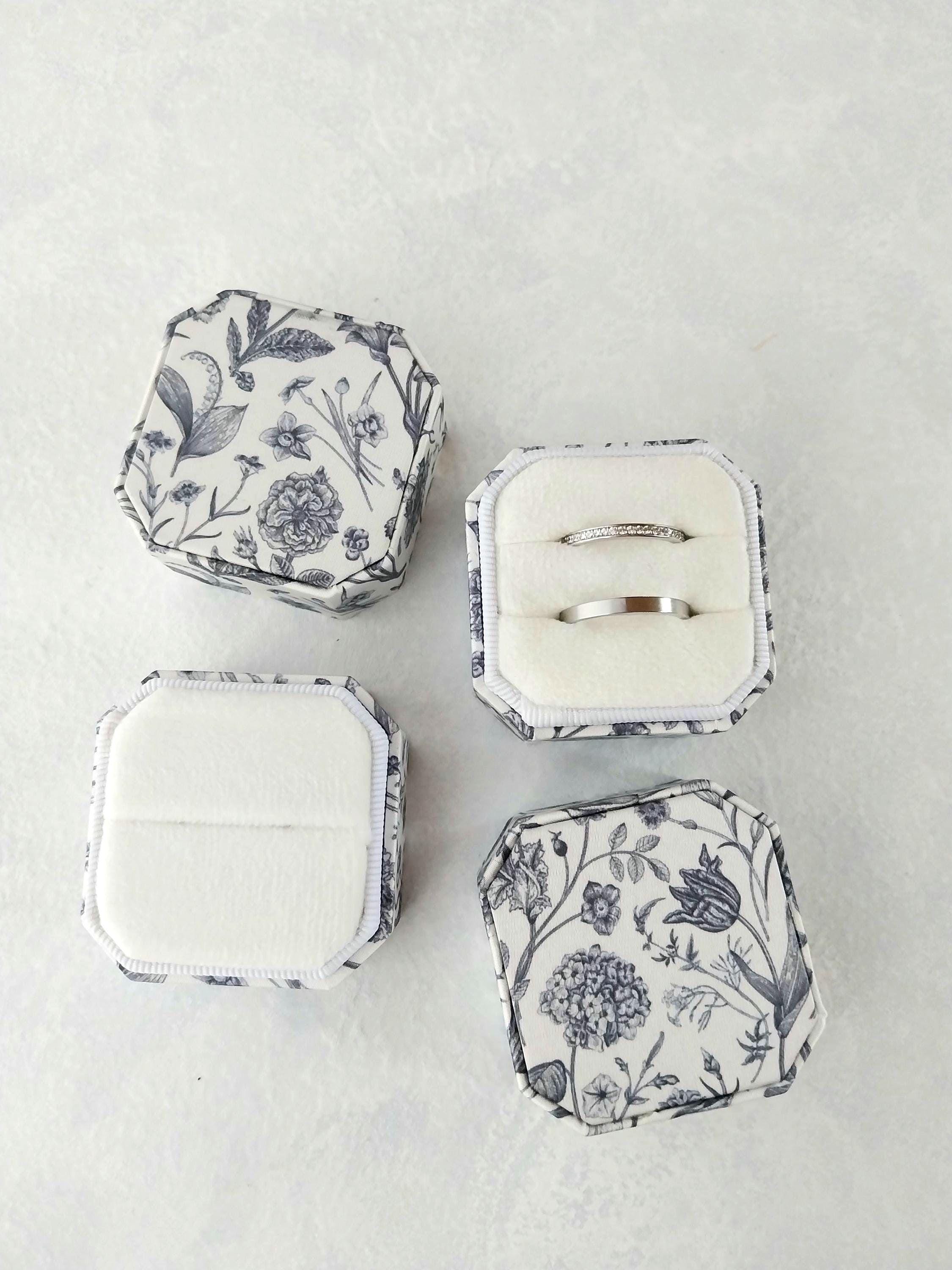 NEW Wildflowers, Elegant Ring Box With Black and White Pattern, Floral ...