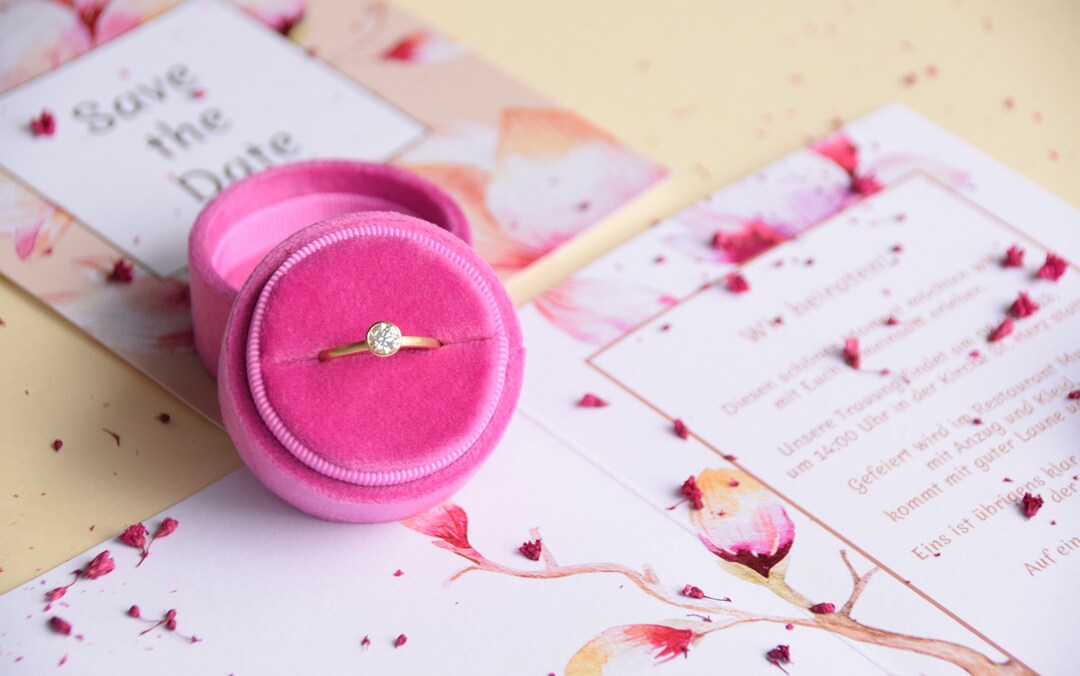 NEW Ring Box Velvet, ROUND, Magenta Pink, Velvet Box, Jewelry Box - Etsy