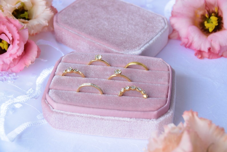 Travel Case Ring Storage Ring Box for Wedding Ring Case Velvet Box Ring Packaging