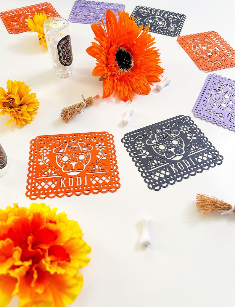 Personalized Dog Dia de los Muertos Papel Picado Banner: Altar Decor image 9
