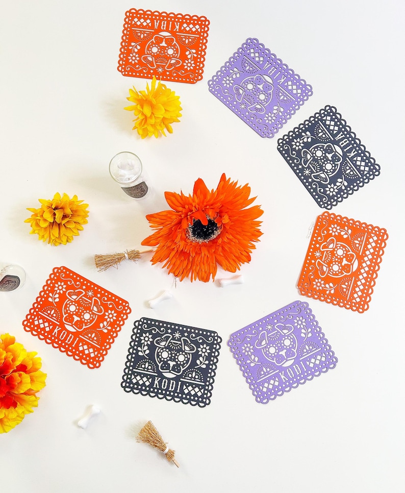 Personalized Dog Dia de los Muertos Papel Picado Banner: Altar Decor image 11