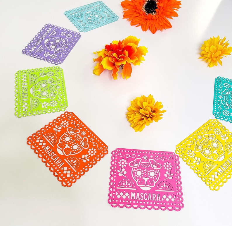 Personalized Dog Dia de los Muertos Papel Picado Banner: Altar Decor image 1