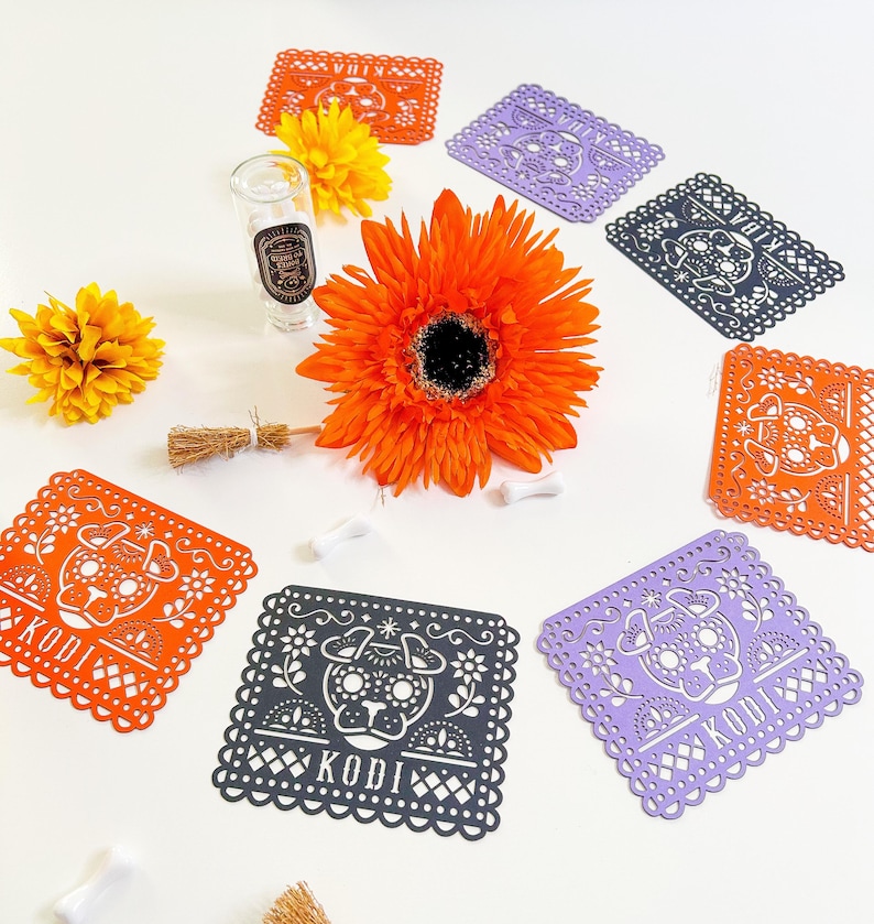 Personalized Dog Dia de los Muertos Papel Picado Banner: Altar Decor image 7