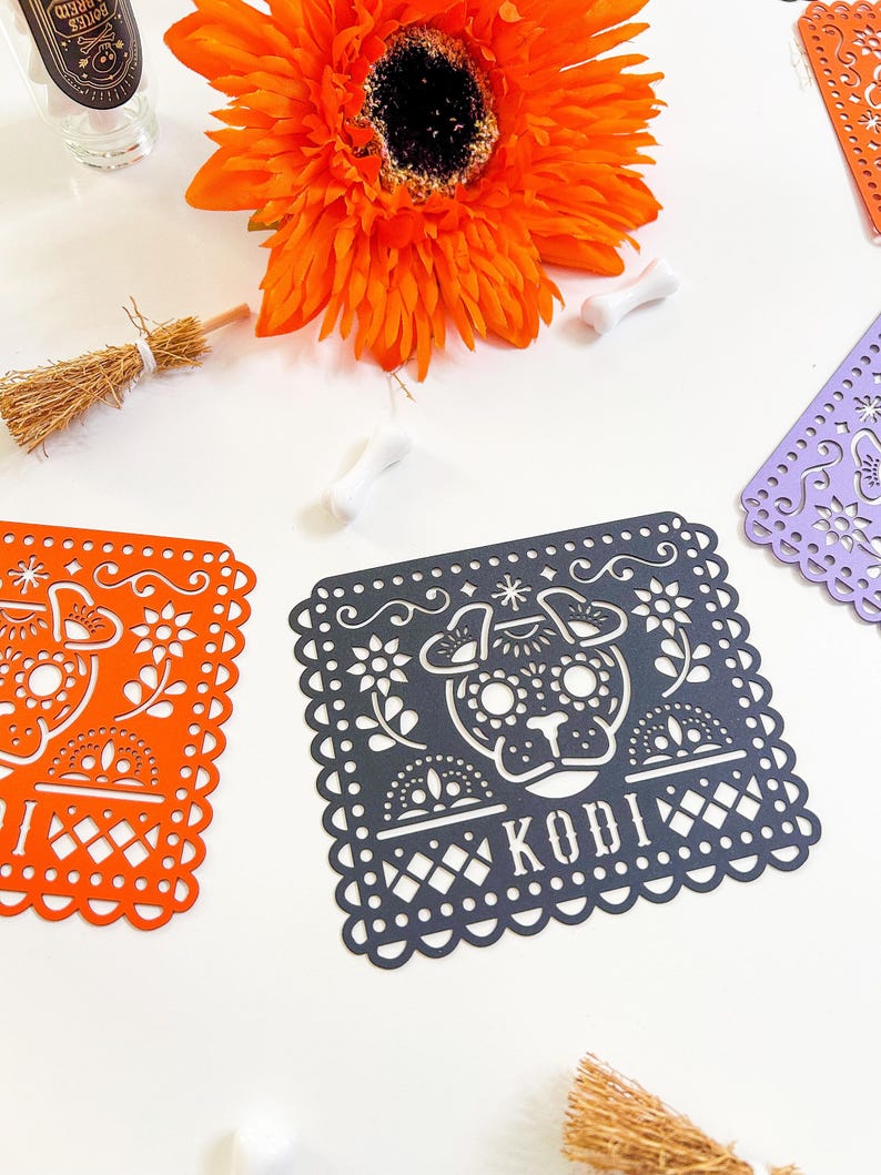 Personalized Dog Dia de los Muertos Papel Picado Banner: Altar Decor image 10