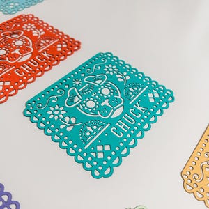 Banner personalizado para cães do Dia de los Muertos | Ofrenda | Bandeira do Dia dos Mortos | Altar | Decorações Dia de los Muertos | Estandarte Papel Picado